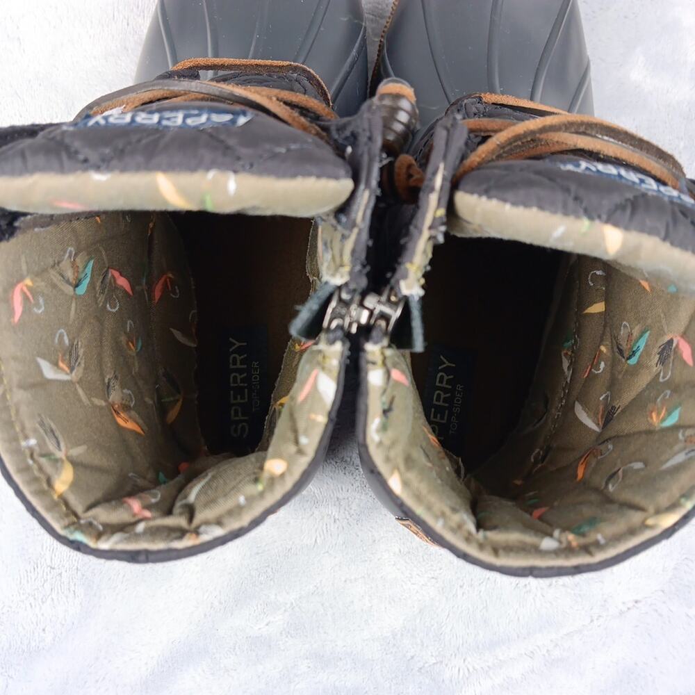 Sperry Saltwater Quilted Duck Boots Black Water Resistant Women Sz 8M - Picture 11 of 14